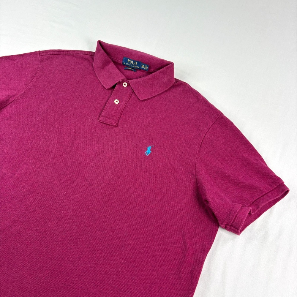 Polo Ralph Lauren Shirt Mens 2XL Pink Custom Fit Short Sleeve Preppy Cotton